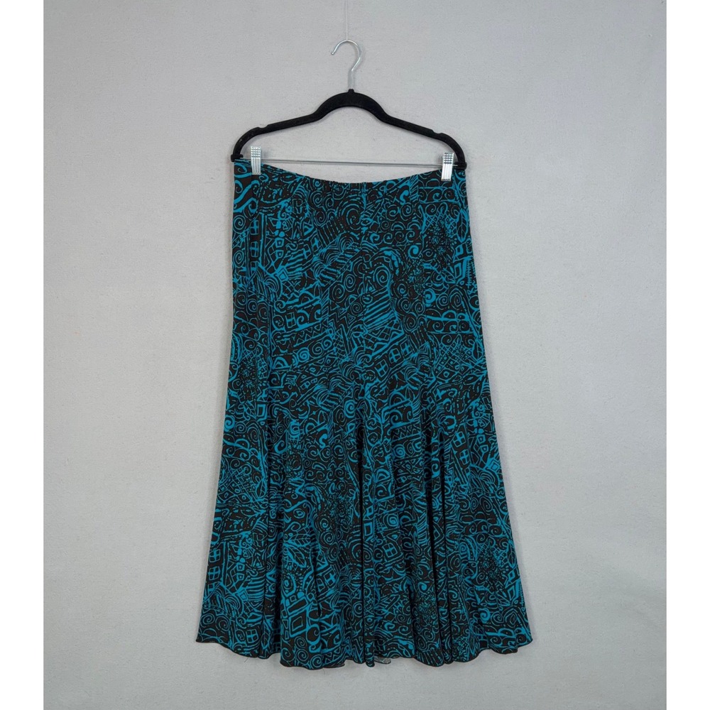 Chico's Skirt Set Womens 3 Teal Abstract Geometric 2 Piece Wrap Top Maxi Boho - Picture 2 of 13